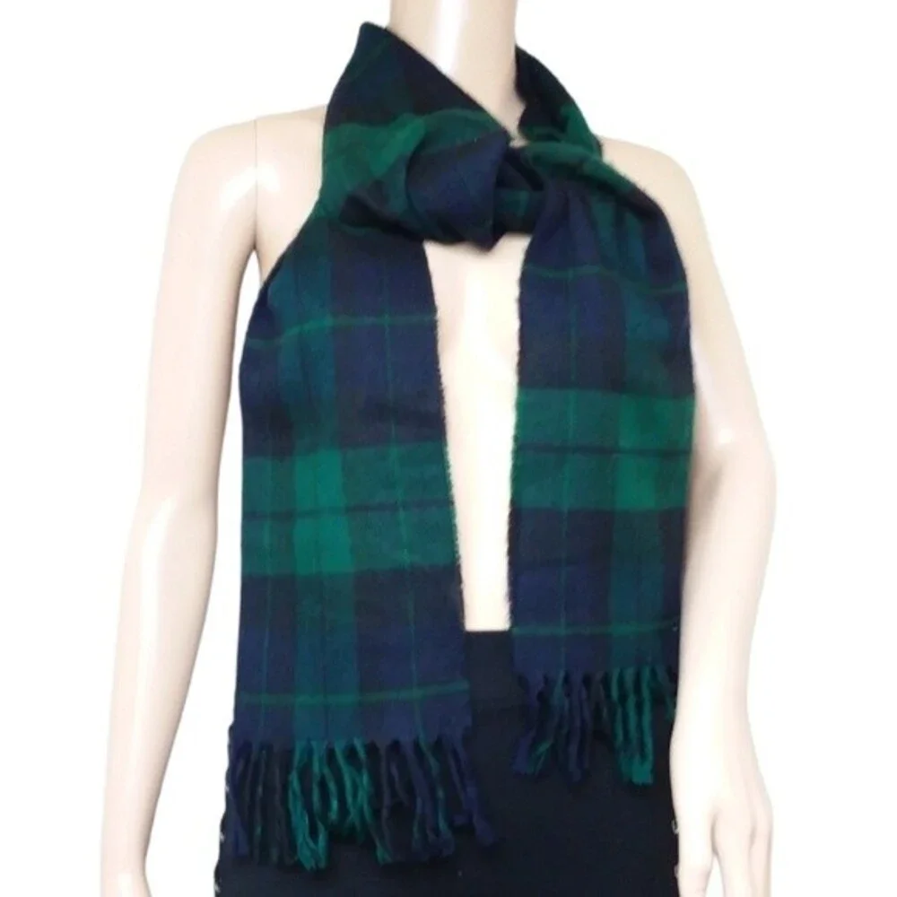 Christian Dior Cashluxe Green Black Plaid Scarf
